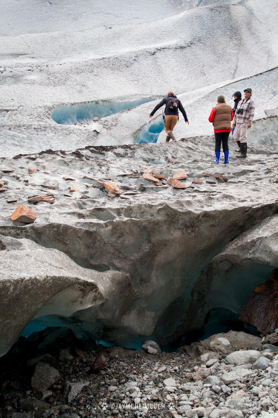 Trip participants explore Reid Glacier up close. © Jaymi Heimbuch