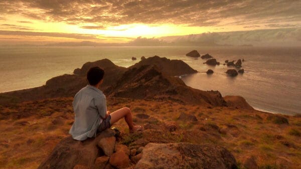 A traveler on Komodo Island